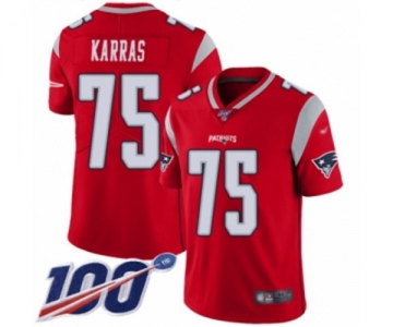 Men's New England Patriots #75 Ted Karras Limited Red Inverted Legend 100th Season Football Jersey