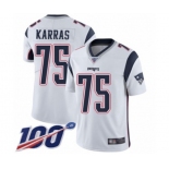 Men's New England Patriots #75 Ted Karras White Vapor Untouchable Limited Player 100th Season Football Jersey