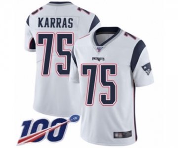 Men's New England Patriots #75 Ted Karras White Vapor Untouchable Limited Player 100th Season Football Jersey