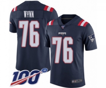 Men's New England Patriots #76 Isaiah Wynn Limited Navy Blue Rush Vapor Untouchable 100th Season Football Jersey