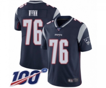 Men's New England Patriots #76 Isaiah Wynn Navy Blue Team Color Vapor Untouchable Limited Player 100th Season Football Jersey