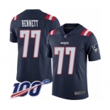 Men's New England Patriots #77 Michael Bennett Limited Navy Blue Rush Vapor Untouchable 100th Season Football Jersey