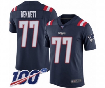 Men's New England Patriots #77 Michael Bennett Limited Navy Blue Rush Vapor Untouchable 100th Season Football Jersey