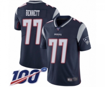 Men's New England Patriots #77 Michael Bennett Navy Blue Team Color Vapor Untouchable Limited Player 100th Season Football Jersey