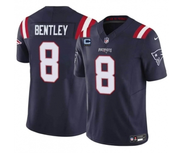 Men's New England Patriots #8 Ja'Whaun Bentley Navy F.U.S.E. With 4-Star C Patch Vapor Limited Stitched Football Jersey