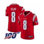 Men's New England Patriots #8 Jamie Collins Limited Red Inverted Legend 100th Season Football Jersey