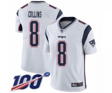 Men's New England Patriots #8 Jamie Collins White Vapor Untouchable Limited Player 100th Season Football Jersey