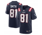 Men's New England Patriots #81 Jonnu Smith Navy Stitched Game Jersey