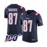 Men's New England Patriots #87 Rob Gronkowski Limited Navy Blue Rush Vapor Untouchable 100th Season Football Jersey