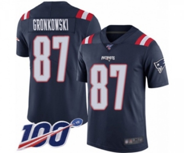 Men's New England Patriots #87 Rob Gronkowski Limited Navy Blue Rush Vapor Untouchable 100th Season Football Jersey