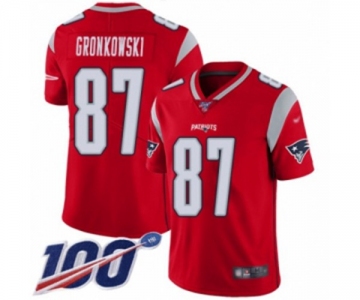 Men's New England Patriots #87 Rob Gronkowski Limited Red Inverted Legend 100th Season Football Jersey