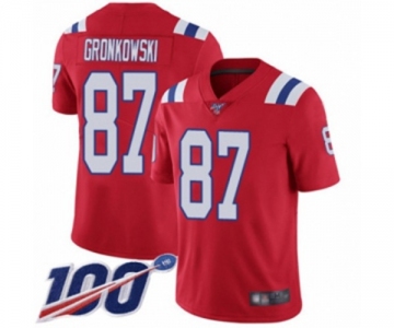 Men's New England Patriots #87 Rob Gronkowski Red Alternate Vapor Untouchable Limited Player 100th Season Football Jersey