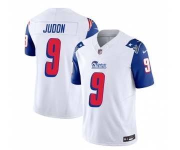 Men's New England Patriots #9 Matthew Judon White Blue 2023 F.U.S.E. Vapor Limited Football Stitched Jersey