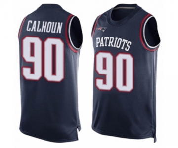 Men's New England Patriots #90 Shilique Calhoun Limited Navy Blue Player Name & Number Tank Top Football Jersey