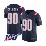 Men's New England Patriots #90 Shilique Calhoun Limited Navy Blue Rush Vapor Untouchable 100th Season Football Jersey