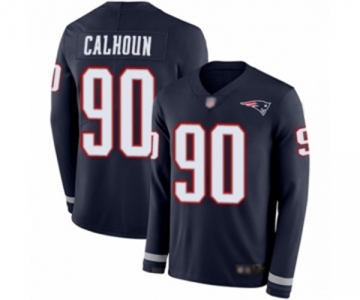 Men's New England Patriots #90 Shilique Calhoun Limited Navy Blue Therma Long Sleeve Football Jersey