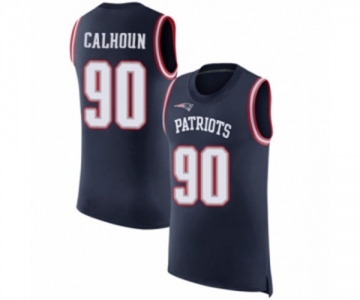 Men's New England Patriots #90 Shilique Calhoun Navy Blue Rush Player Name & Number Tank Top Football Jersey