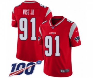 Men's New England Patriots #91 Deatrich Wise Jr Limited Red Inverted Legend 100th Season Football Jersey