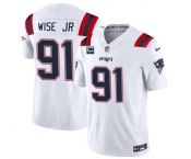 Men's New England Patriots #91 Deatrich Wise Jr White F.U.S.E. With 3-Star C Patch Vapor Limited Stitched Football Jersey