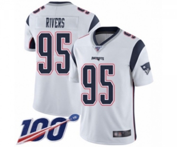 Men's New England Patriots #95 Derek Rivers White Vapor Untouchable Limited Player 100th Season Football Jersey