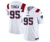 Men's New England Patriots #95 Khyiris Tonga White 2025 F.U.S.E. Vapor Limited Football Stitched Jersey