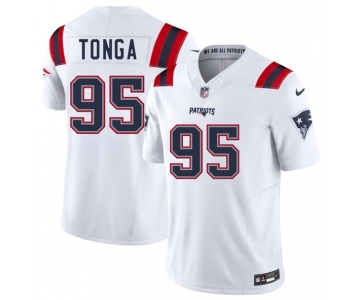 Men's New England Patriots #95 Khyiris Tonga White 2025 F.U.S.E. Vapor Limited Football Stitched Jersey