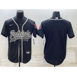 Men's New England Patriots Blank Black Reflective With Patch Cool Base Stitched Baseball Jersey