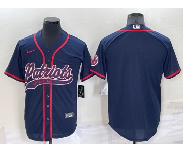 Men's New England Patriots Blank Navy Blue Stitched MLB Cool Base Nike Baseball Jersey