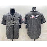 Men's New England Patriots Gray Team Big Logo With Patch Cool Base Stitched Baseball Jersey