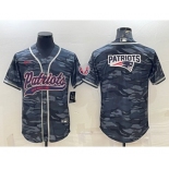 Men's New England Patriots Grey Camo Team Big Logo With Patch Cool Base Stitched Baseball Jersey