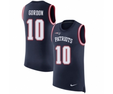 Men's Nike New England Patriots #10 Josh Gordon Navy Blue Rush Player Name & Number Tank Top NFL Jersey