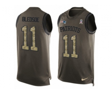 Men's Nike New England Patriots #11 Drew Bledsoe Limited Green Salute to Service Tank Top NFL Jersey