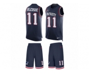 Men's Nike New England Patriots #11 Drew Bledsoe Limited Navy Blue Tank Top Suit NFL Jersey