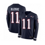 Men's Nike New England Patriots #11 Drew Bledsoe Limited Navy Blue Therma Long Sleeve NFL Jersey