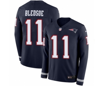 Men's Nike New England Patriots #11 Drew Bledsoe Limited Navy Blue Therma Long Sleeve NFL Jersey