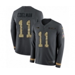 Men's Nike New England Patriots #11 Julian Edelman Limited Black Salute to Service Therma Long Sleeve NFL Jersey