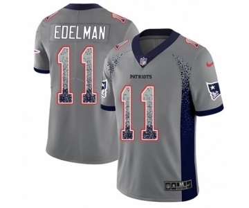 Men's Nike New England Patriots #11 Julian Edelman Limited Gray Rush Drift Fashion NFL Jersey