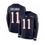 Men's Nike New England Patriots #11 Julian Edelman Limited Navy Blue Therma Long Sleeve NFL Jersey