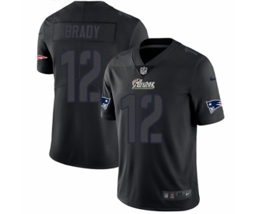 Men's Nike New England Patriots #12 Tom Brady Limited Black Rush Impact NFL Jersey