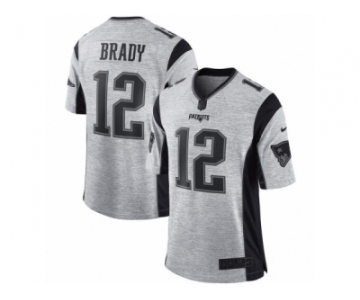 Men's Nike New England Patriots #12 Tom Brady Limited Gray Gridiron II NFL Jersey