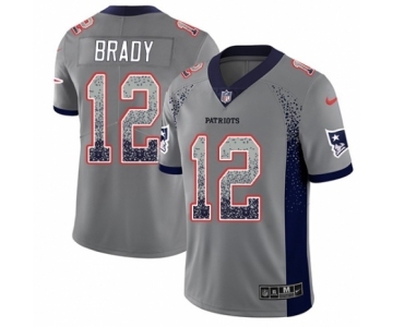 Men's Nike New England Patriots #12 Tom Brady Limited Gray Rush Drift Fashion NFL Jersey