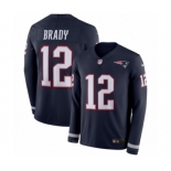 Men's Nike New England Patriots #12 Tom Brady Limited Navy Blue Therma Long Sleeve NFL Jersey