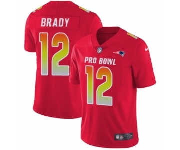 Men's Nike New England Patriots #12 Tom Brady Limited Red AFC 2019 Pro Bowl NFL Jersey