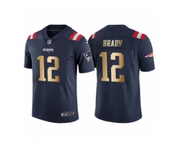 Men's Nike New England Patriots #12 Tom Brady Navy Gold Limited Special Color Rush Jersey