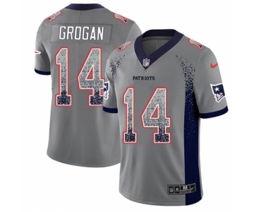 Men's Nike New England Patriots #14 Steve Grogan Limited Gray Rush Drift Fashion NFL Jersey