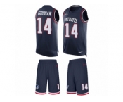 Men's Nike New England Patriots #14 Steve Grogan Limited Navy Blue Tank Top Suit NFL Jersey