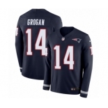 Men's Nike New England Patriots #14 Steve Grogan Limited Navy Blue Therma Long Sleeve NFL Jersey