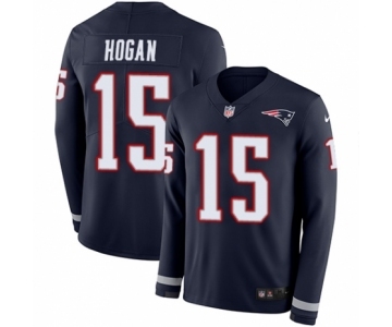 Men's Nike New England Patriots #15 Chris Hogan Limited Navy Blue Therma Long Sleeve NFL Jersey