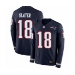 Men's Nike New England Patriots #18 Matthew Slater Limited Navy Blue Therma Long Sleeve NFL Jersey