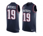 Men's Nike New England Patriots #19 Malcolm Mitchell Limited Navy Blue Player Name & Number Tank Top NFL Jersey